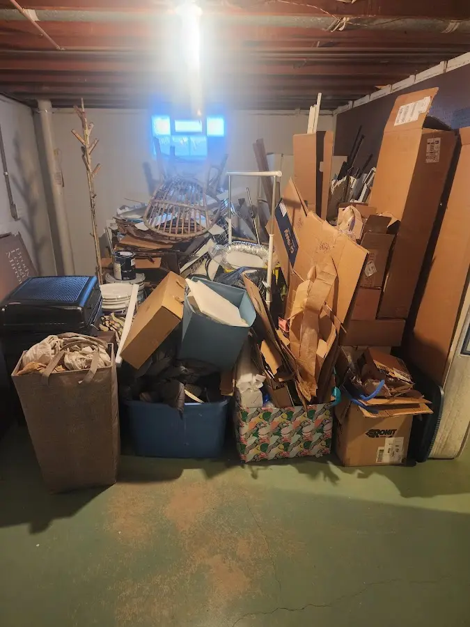 Roll-off dumpster container at job site for 4 Yard Dumpster Rental in Lyndon